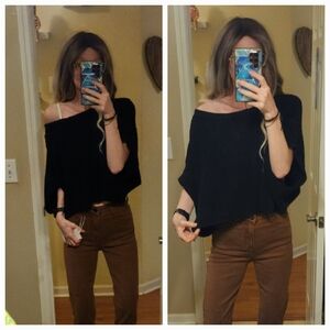 Anthropologie Moth Cropped Cable Knit Oversized Sweater Poncho Shrug